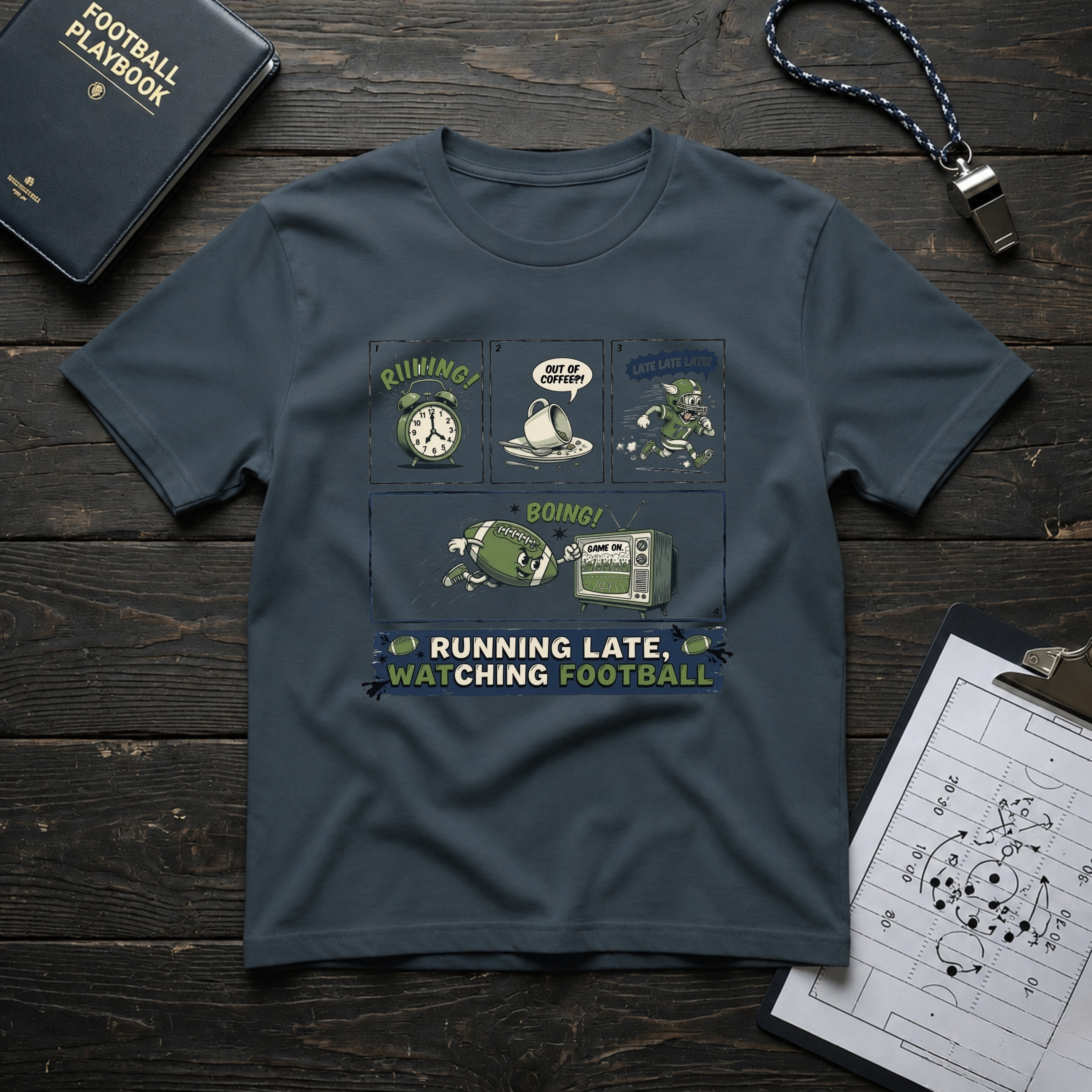 Running Late, Watching Football T-Shirt