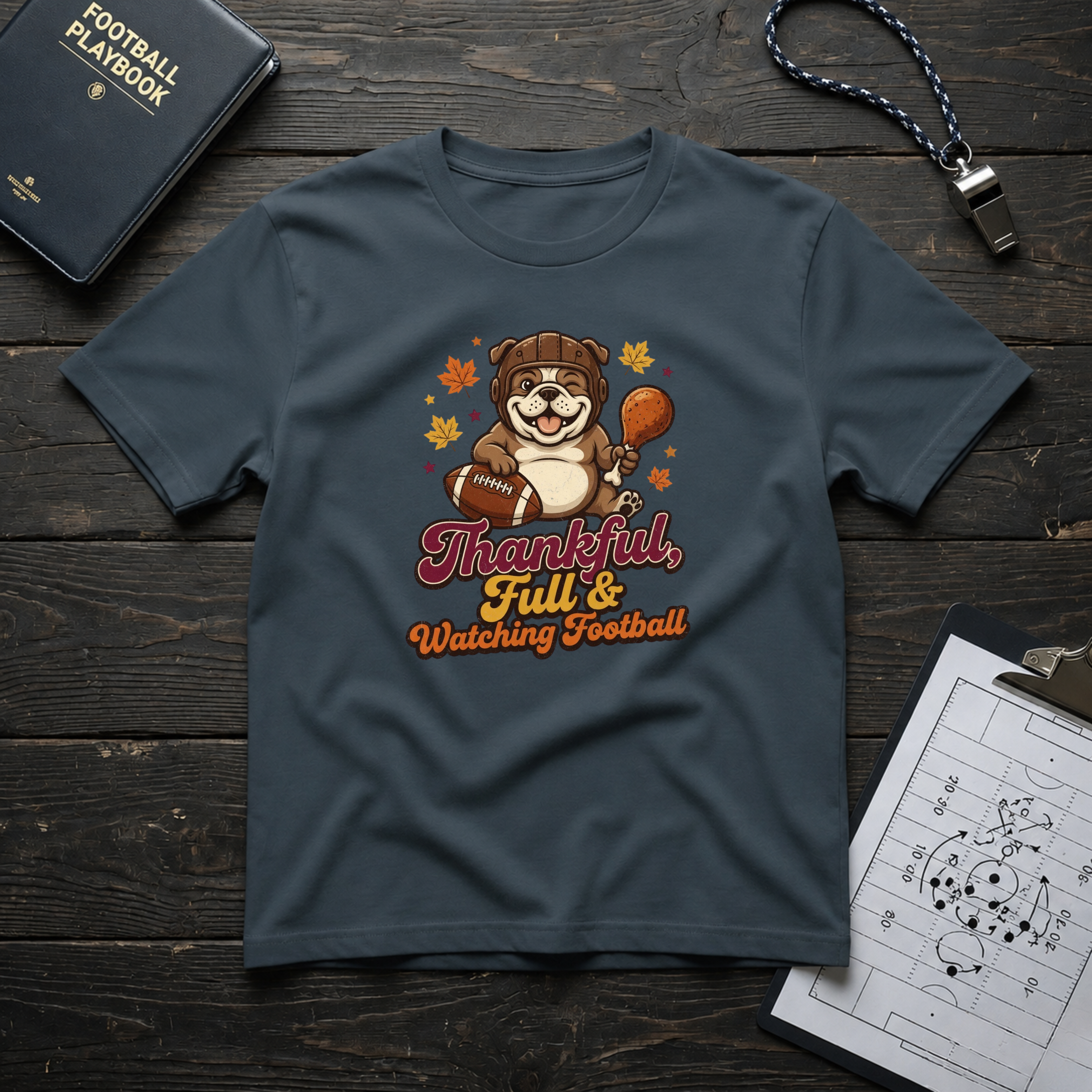 Thankful, Full & Watching Football T-Shirt