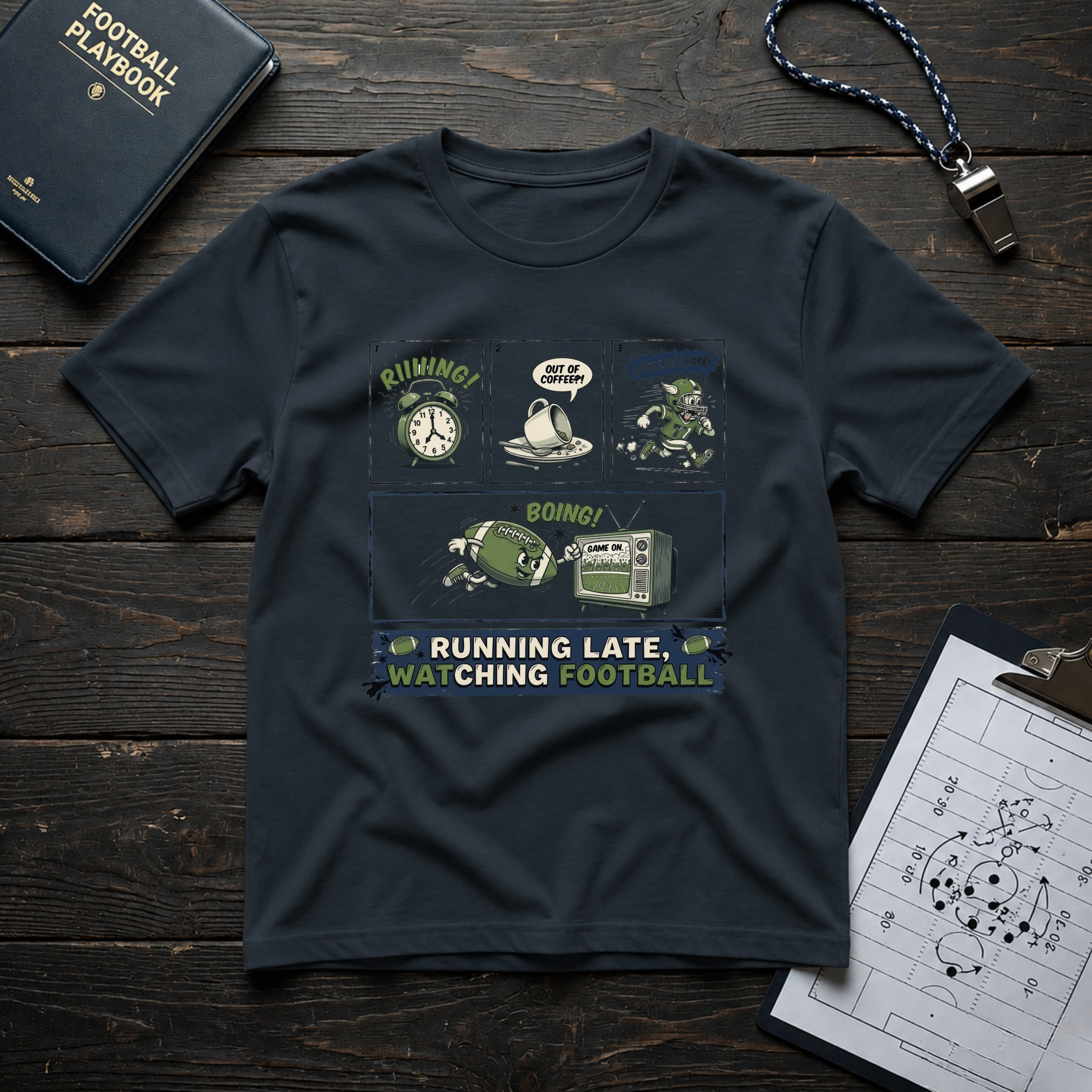 Running Late, Watching Football T-Shirt