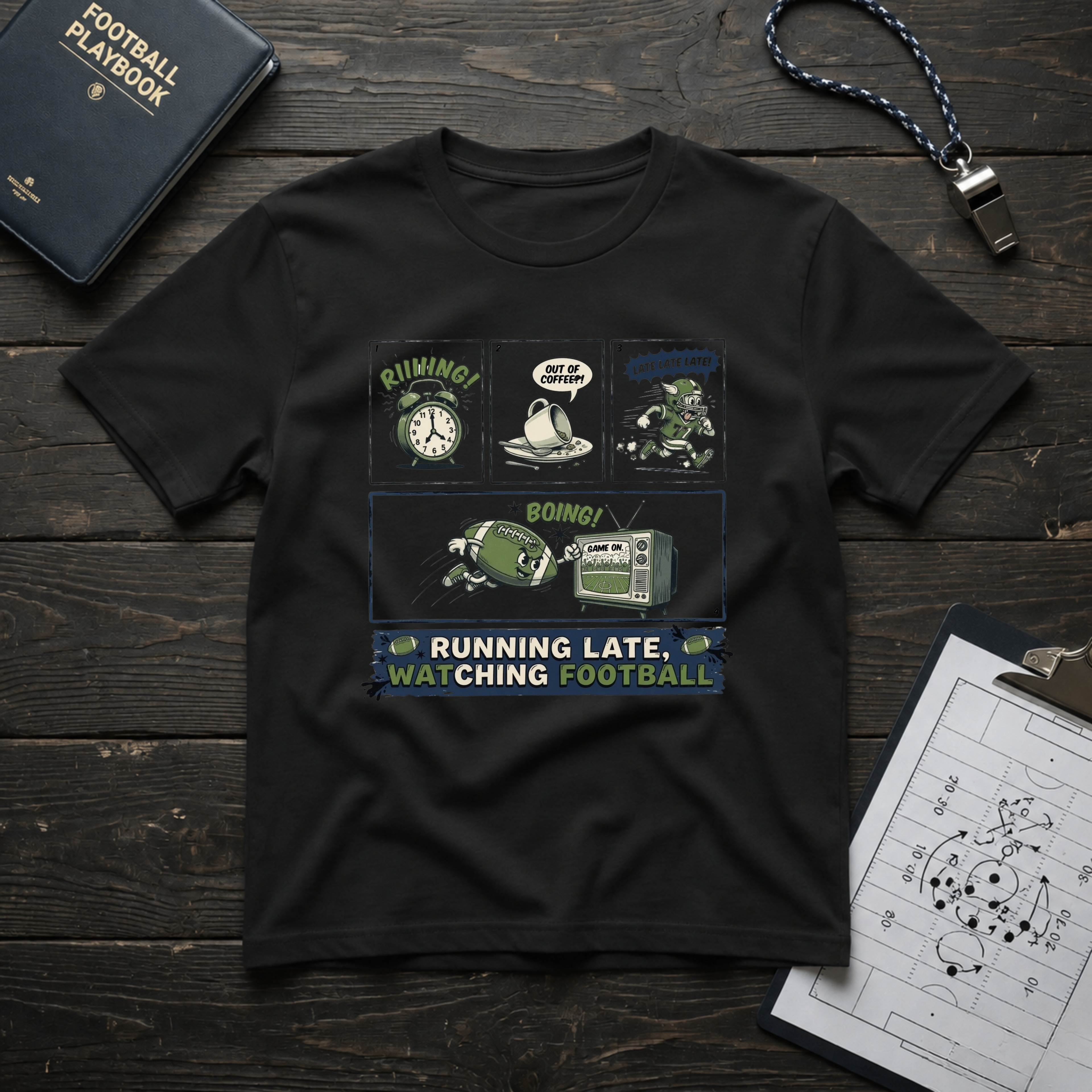 Running Late, Watching Football T-Shirt
