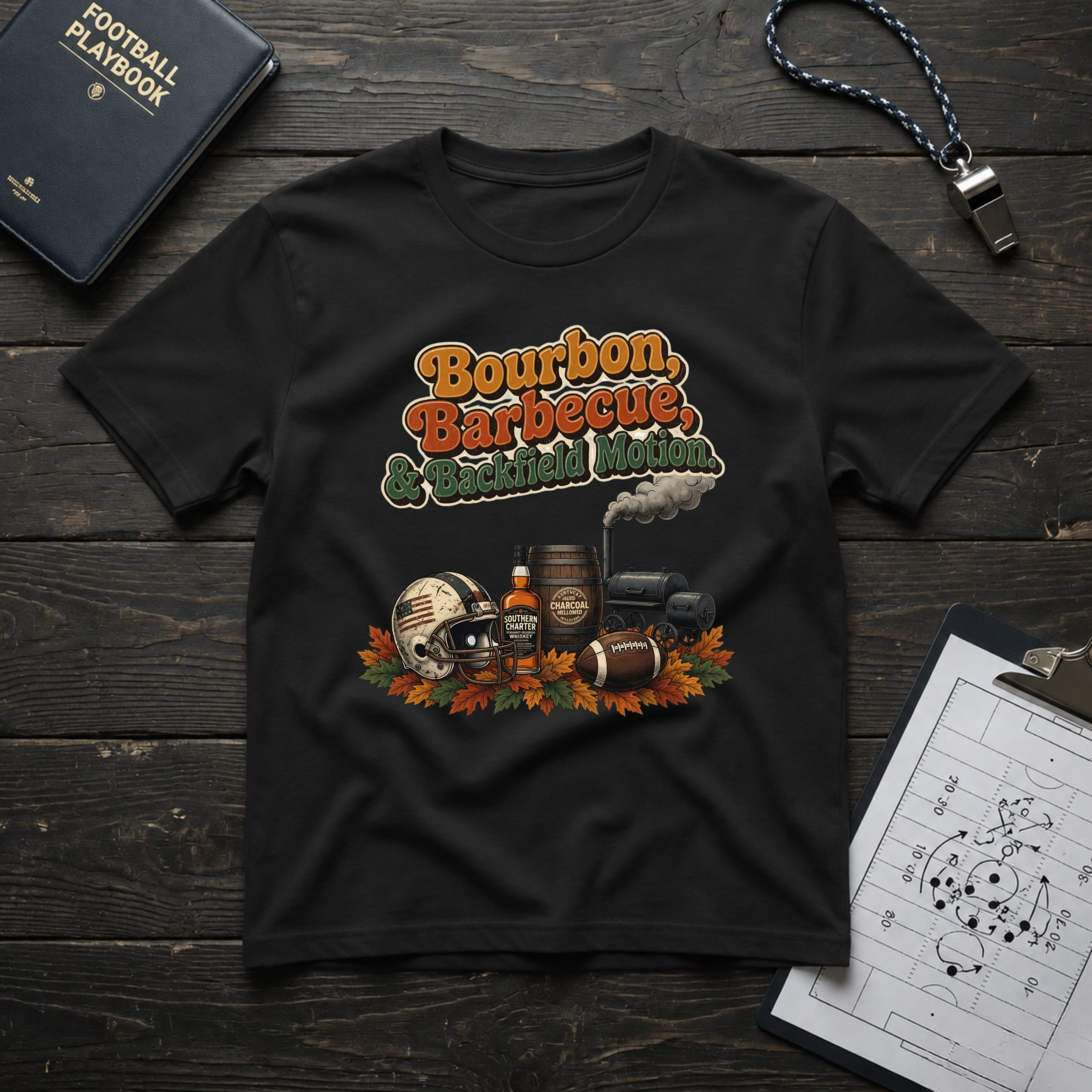Bourbon, Barbecue & Backfield Motion T-Shirt