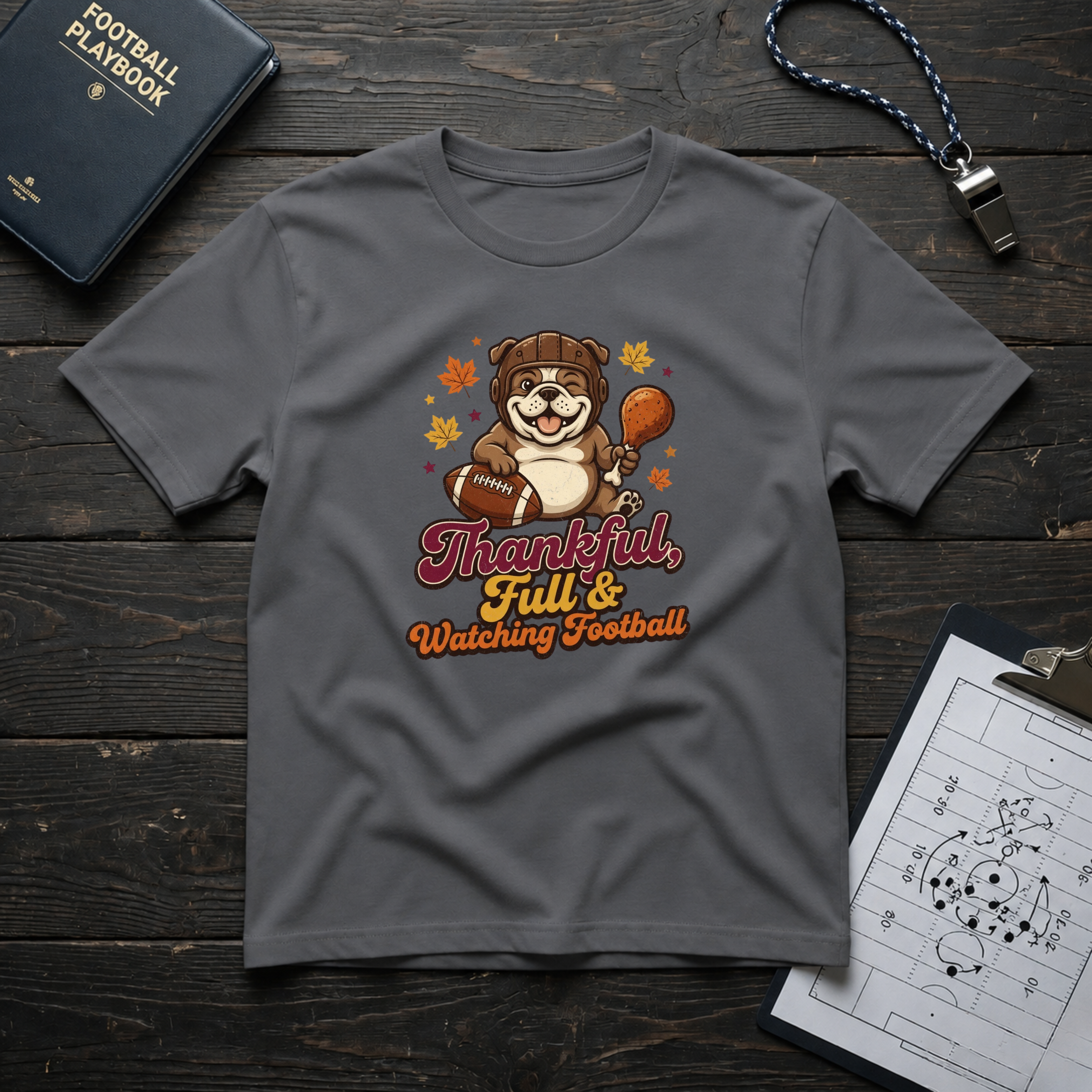 Thankful, Full & Watching Football T-Shirt