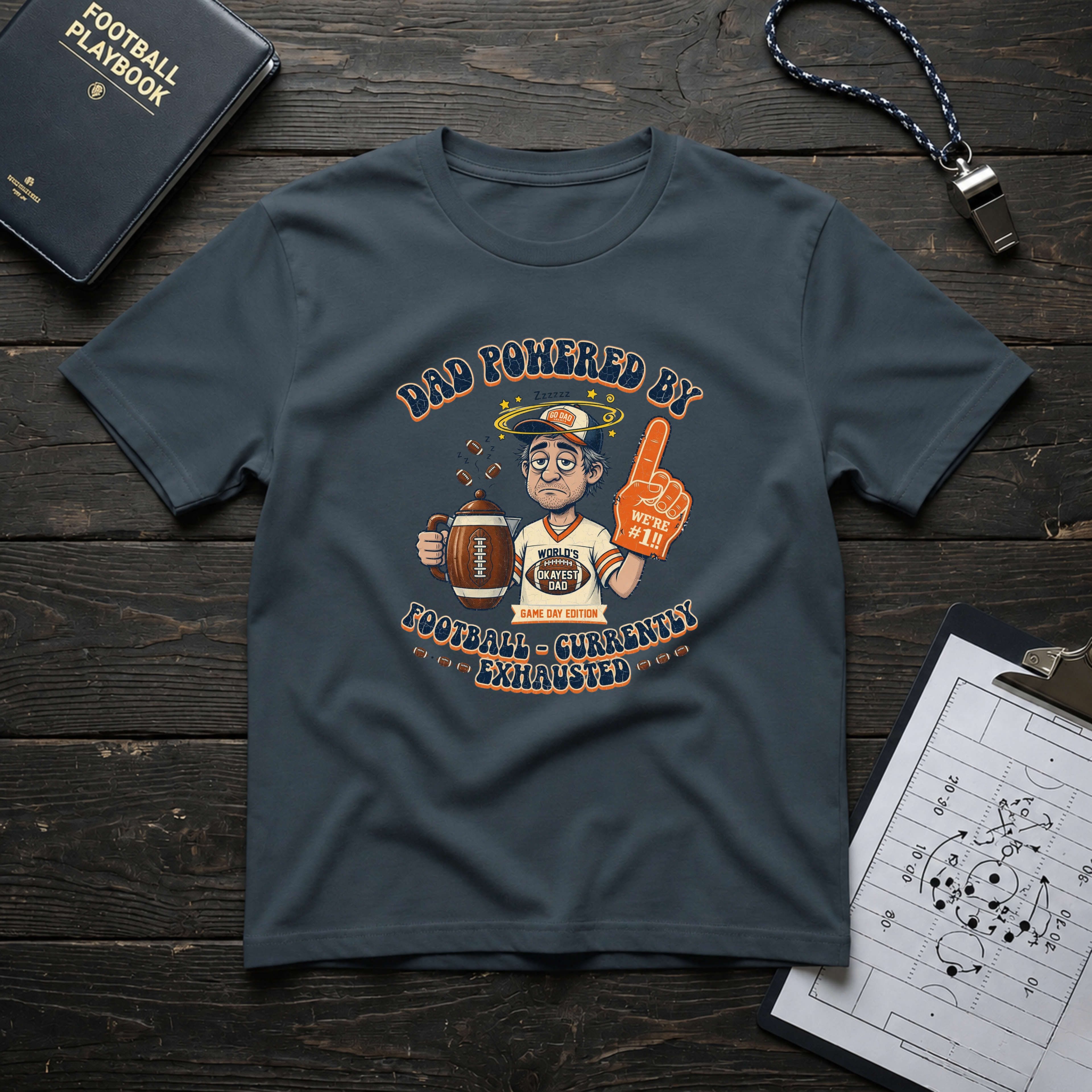 Dad Powered by Football T-Shirt