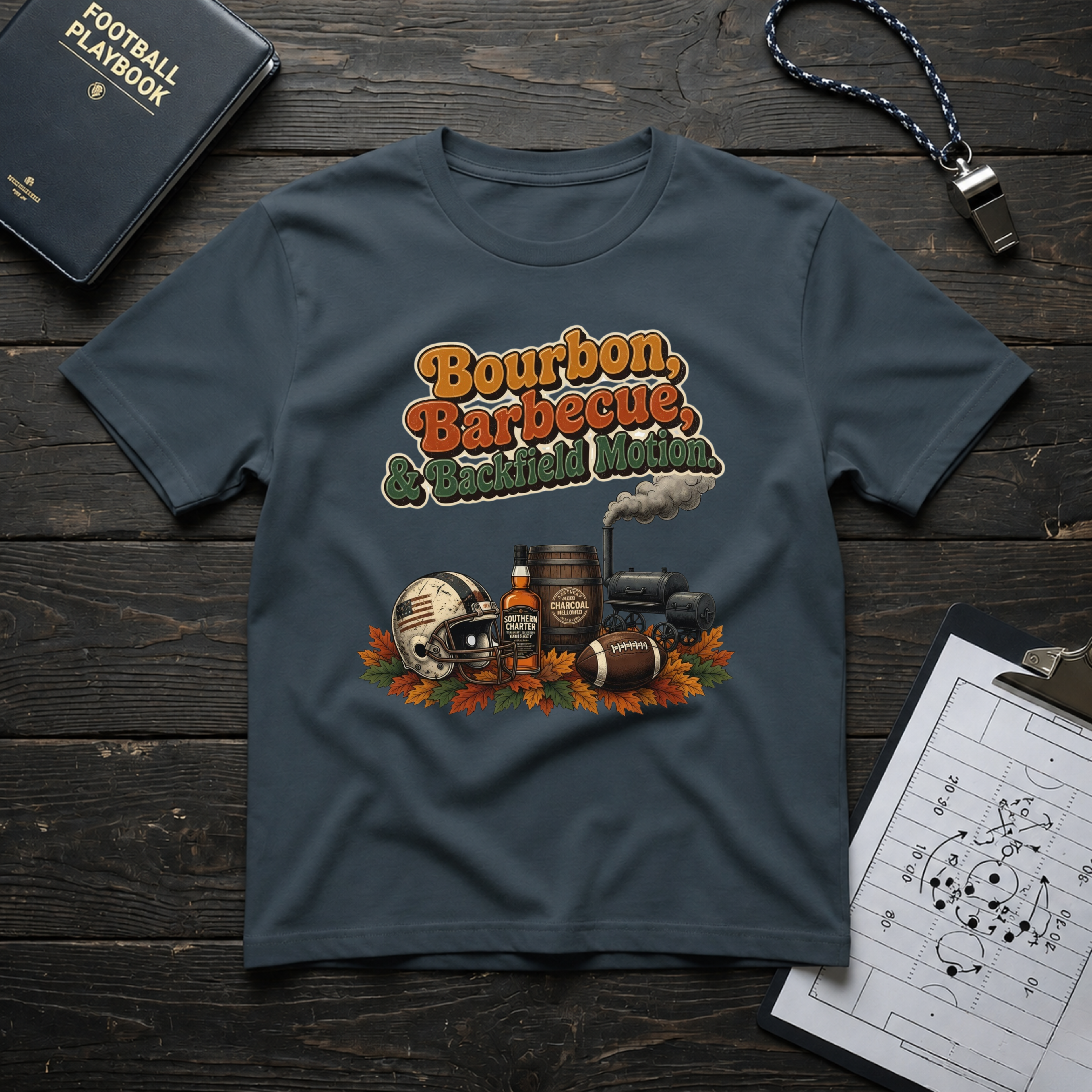 Bourbon, Barbecue & Backfield Motion T-Shirt