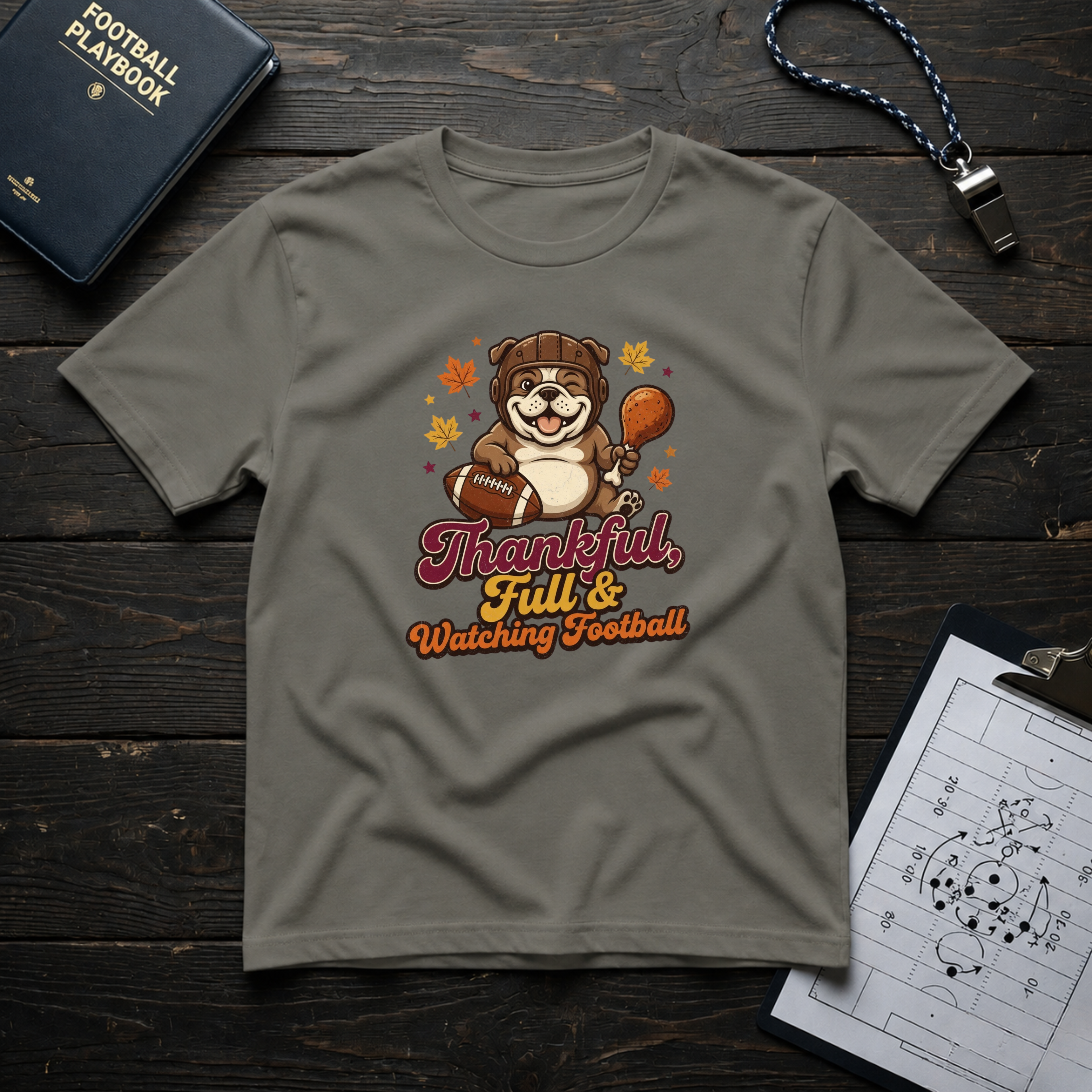 Thankful, Full & Watching Football T-Shirt