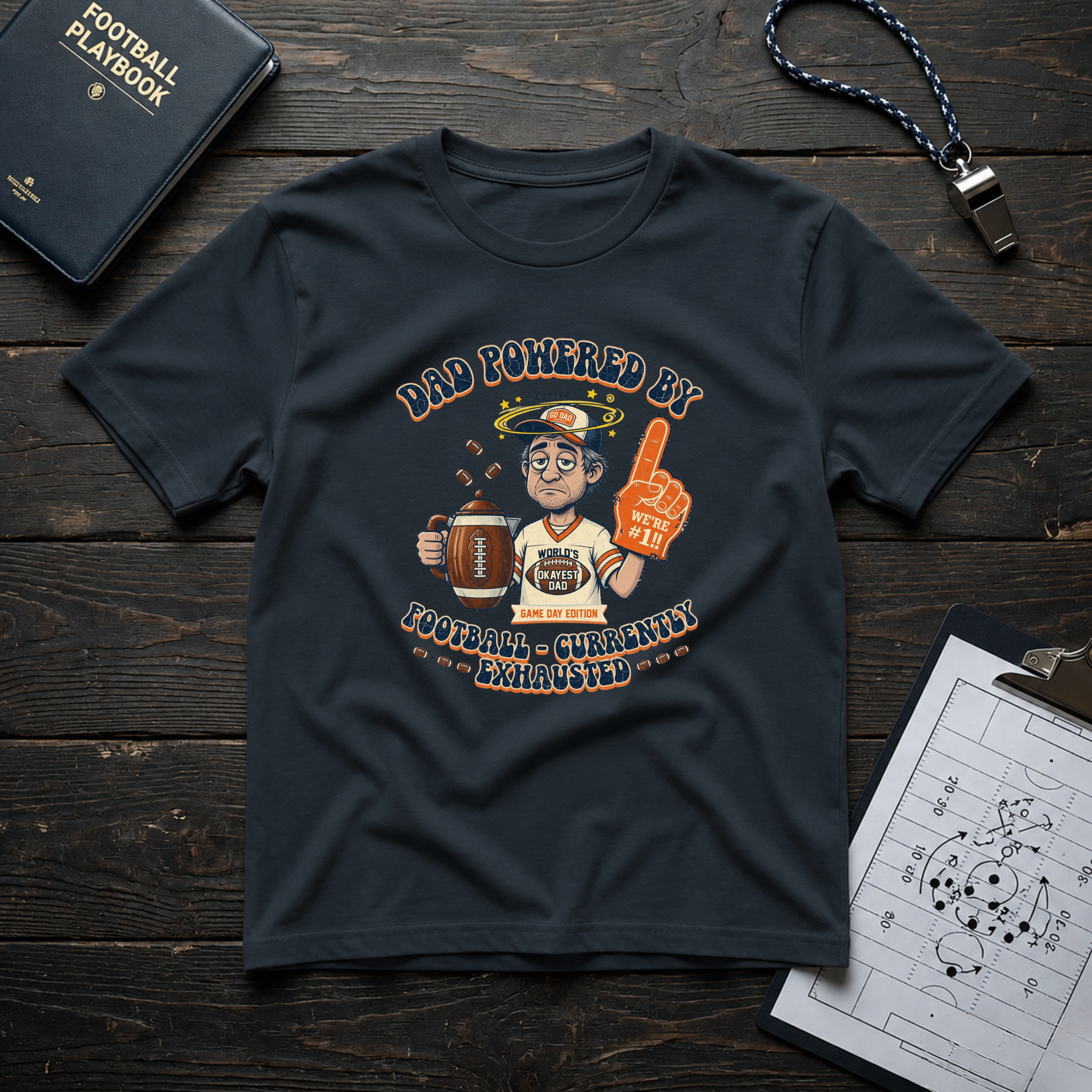 Dad Powered by Football T-Shirt