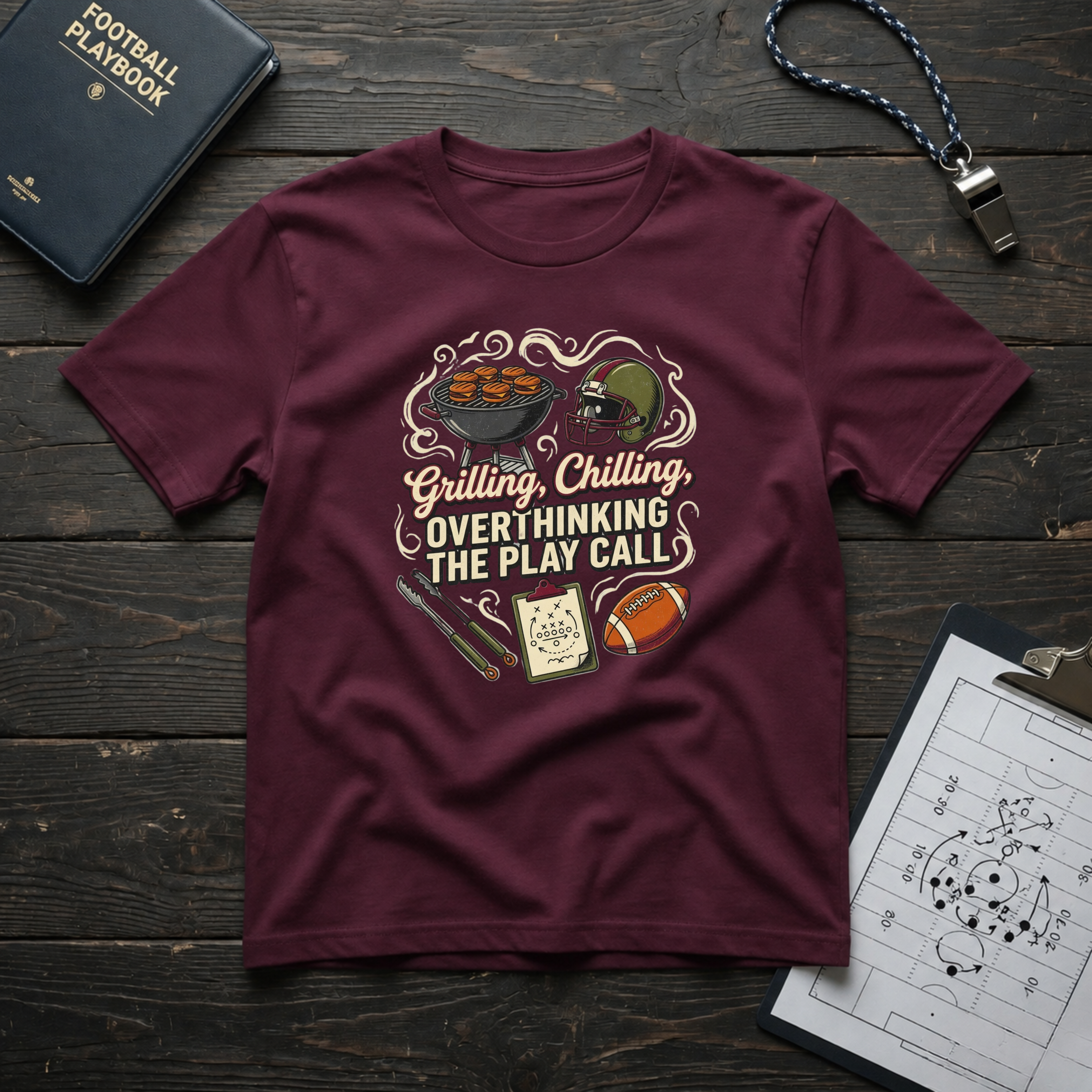 Grilling, Chilling, Overthinking the Play Call T-Shirt