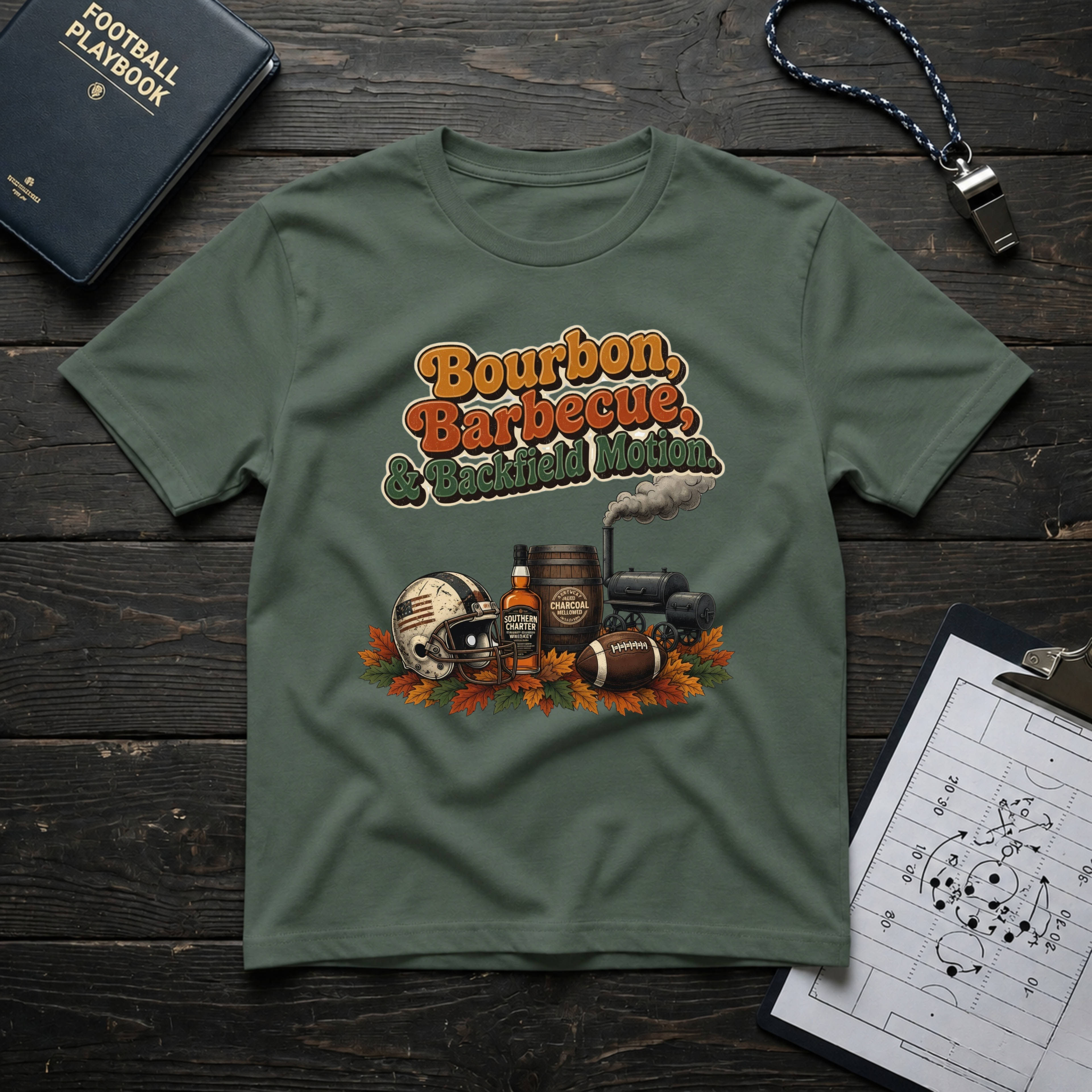 Bourbon, Barbecue & Backfield Motion T-Shirt