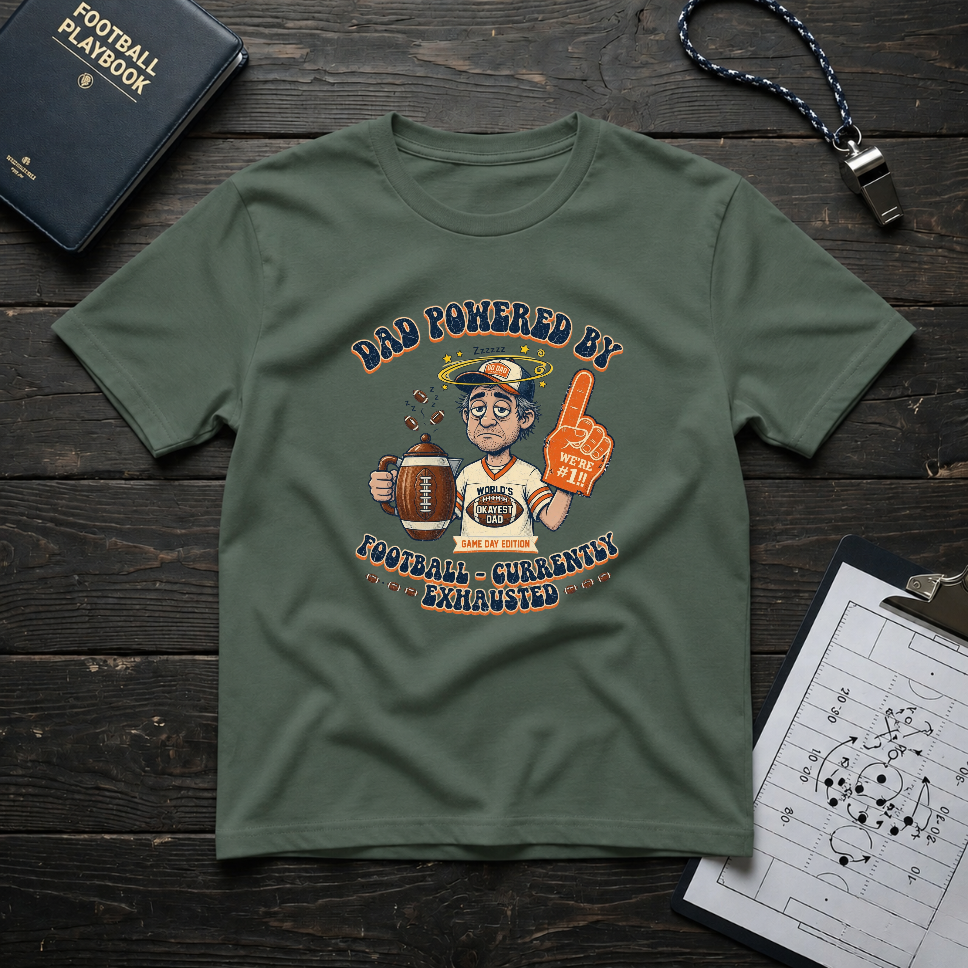 Dad Powered by Football T-Shirt