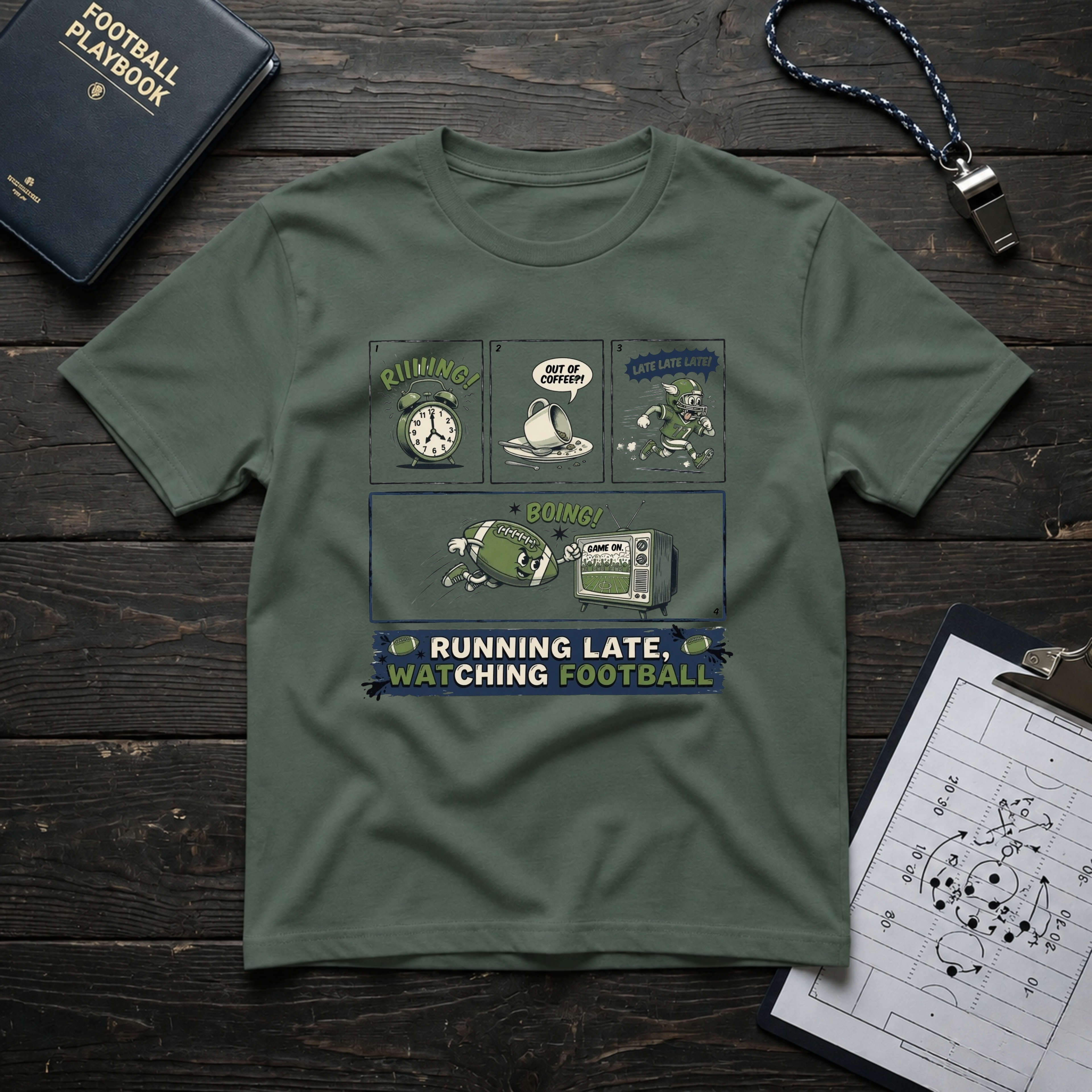 Running Late, Watching Football T-Shirt