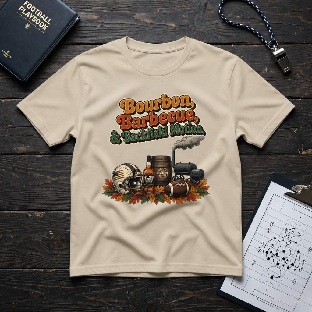 Bourbon, Barbecue & Backfield Motion T-Shirt