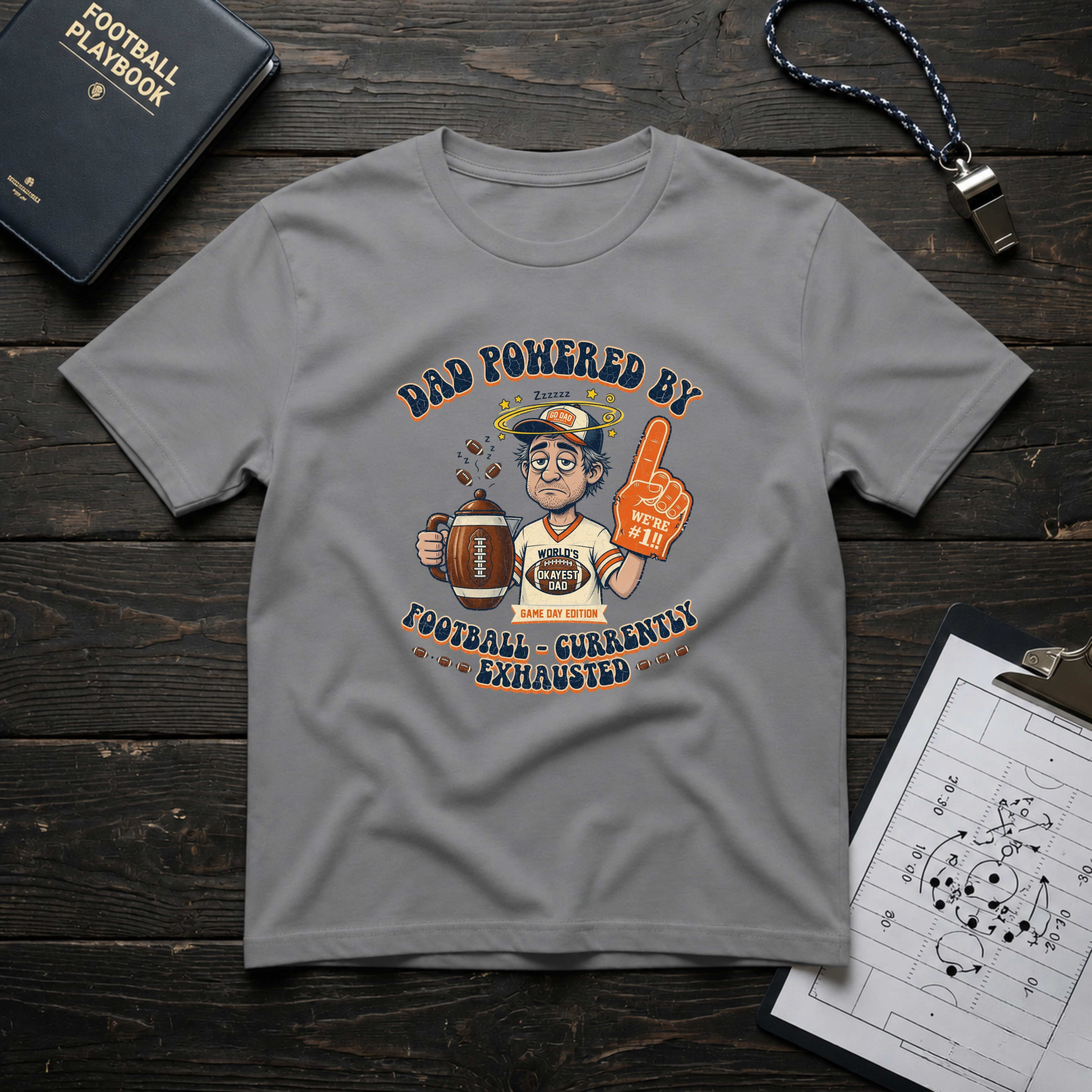 Dad Powered by Football T-Shirt